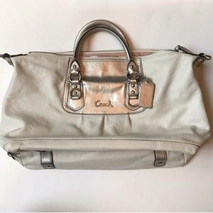 White & Silver Leather Coach Purse